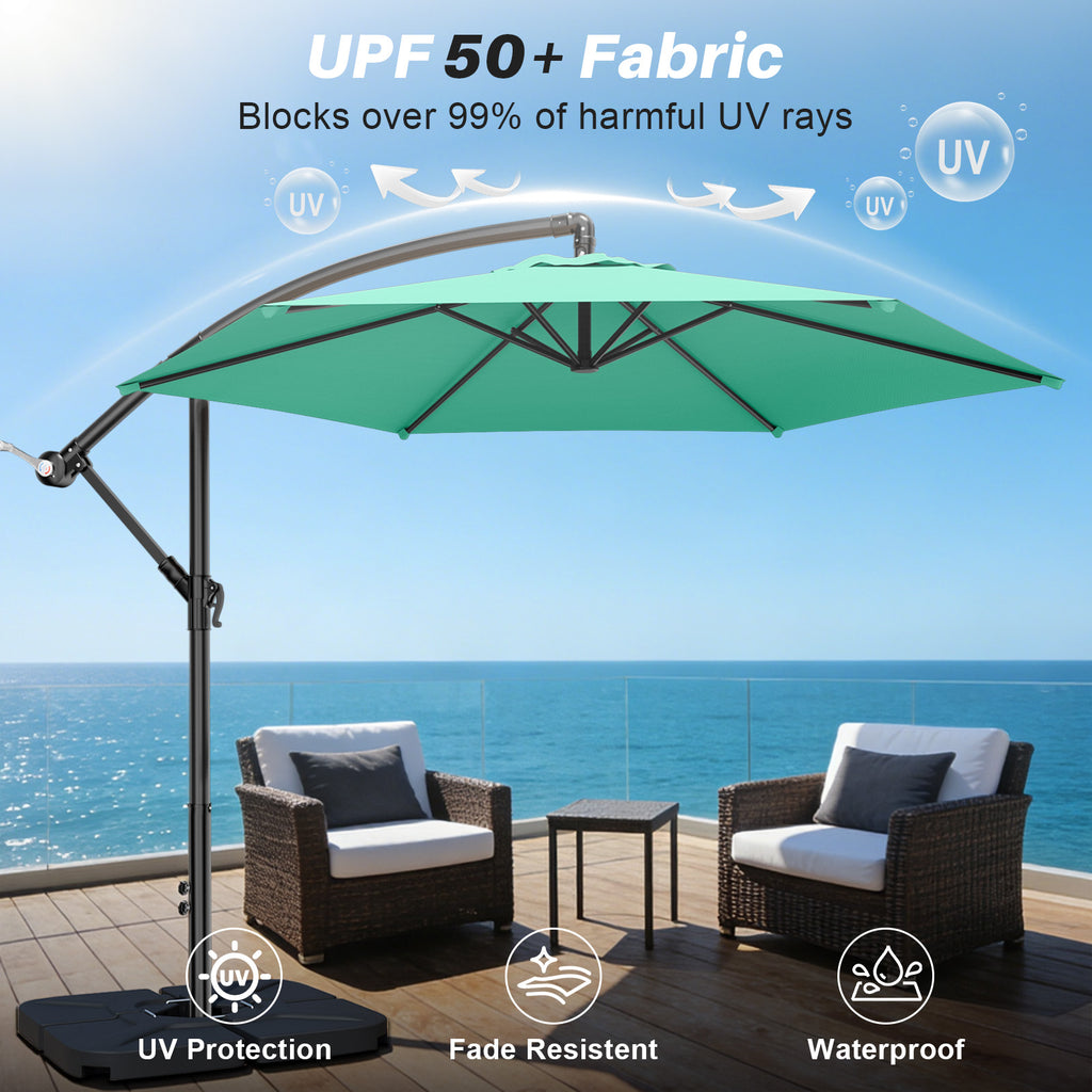 Easthome 10ft Offset Hanging Market Patio Umbrella for Backyard, Poolside, Lawn and Garden w/Easy Tilt Adjustment, Polyester Shade, 6 Ribs