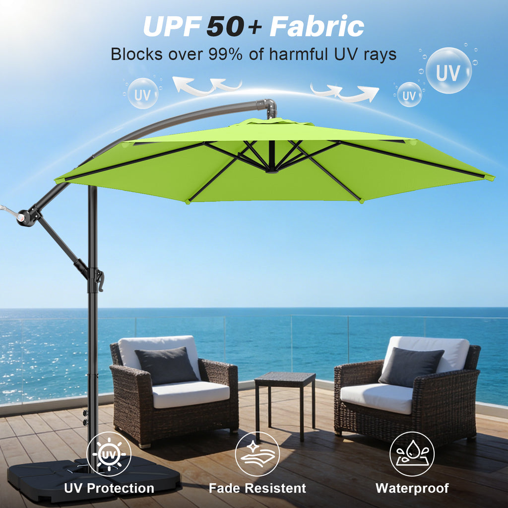 Easthome 10ft Offset Hanging Market Patio Umbrella for Backyard, Poolside, Lawn and Garden w/Easy Tilt Adjustment, Polyester Shade, 6 Ribs