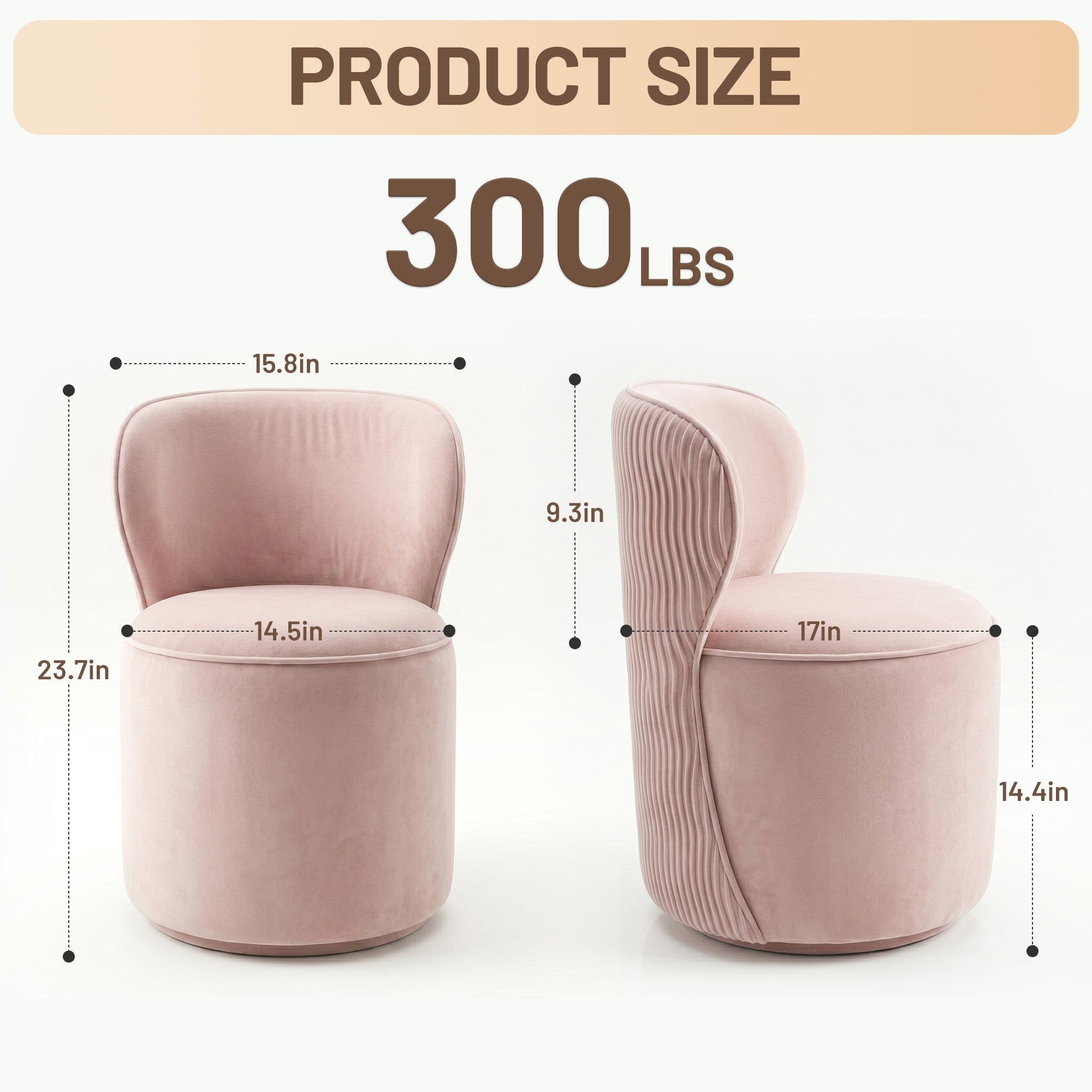Easthome 360° Swivel Storage Vanity Stool, Hidden Storage Makeup Ottoman Chair for Bedroom, Study, Living Room, Dresser