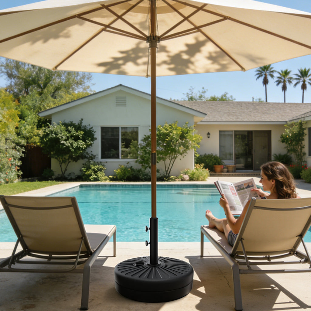 Easthome Heavy Duty Fillable Patio Umbrella Base with Dual-Lock System, Holds up to 81.5 lbs for 7-12FT Market Umbrella, Sand/Water Weighted Stand for Outdoor, Fits 1.5" & 1.9" Pole