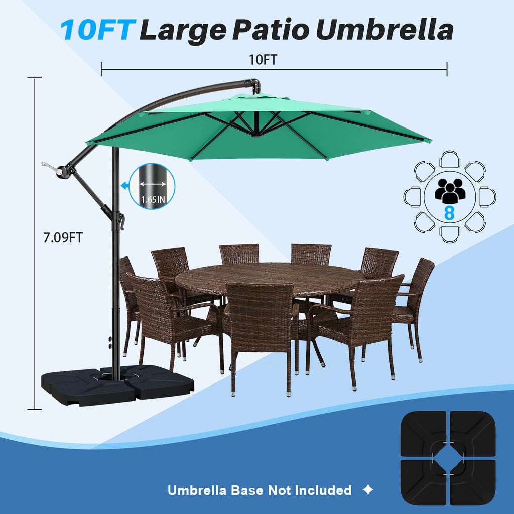 Easthome 10ft Offset Hanging Market Patio Umbrella for Backyard, Poolside, Lawn and Garden w/Easy Tilt Adjustment, Polyester Shade, 6 Ribs