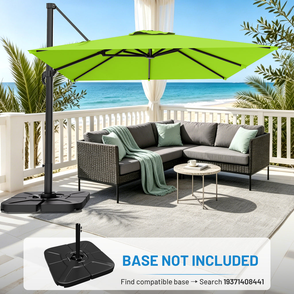 Easthome 10 × 10FT Square Cantilever Patio Umbrella, 360° Rotating Offset Umbrella with Crank, 8 ribs, Outdoor Hanging Roman Umbrella for Garden Deck Backyard