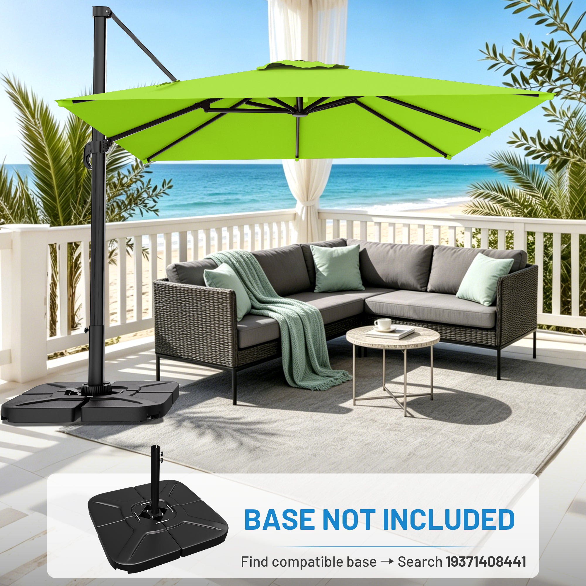Easthome 10 × 10FT Square Cantilever Patio Umbrella, 360° Rotating Offset Umbrella with Crank, 8 ribs, Outdoor Hanging Roman Umbrella for Garden Deck Backyard