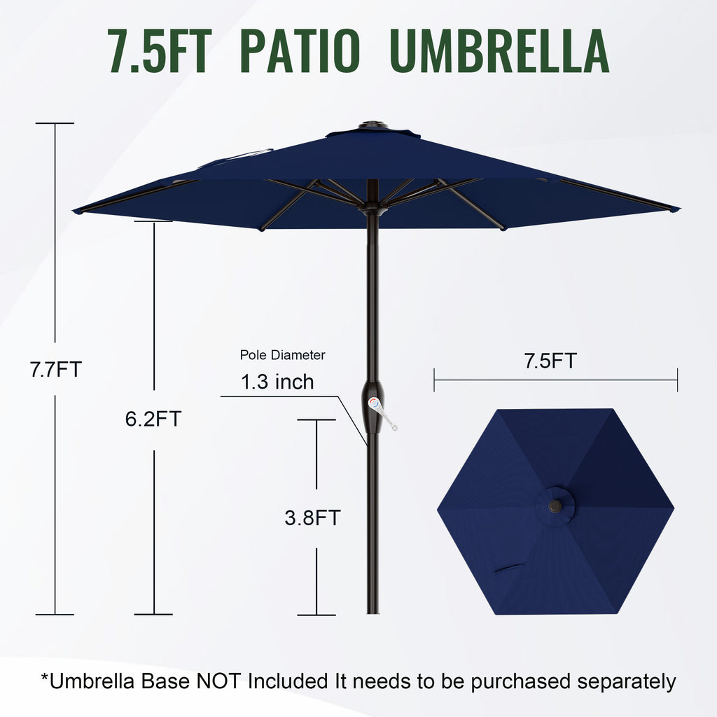 Easthome 7.5' Patio Umbrella Outdoor Table Market Umbrella with Smooth Crank handle, 6 Ribs, Backyard, Poolside, Garden