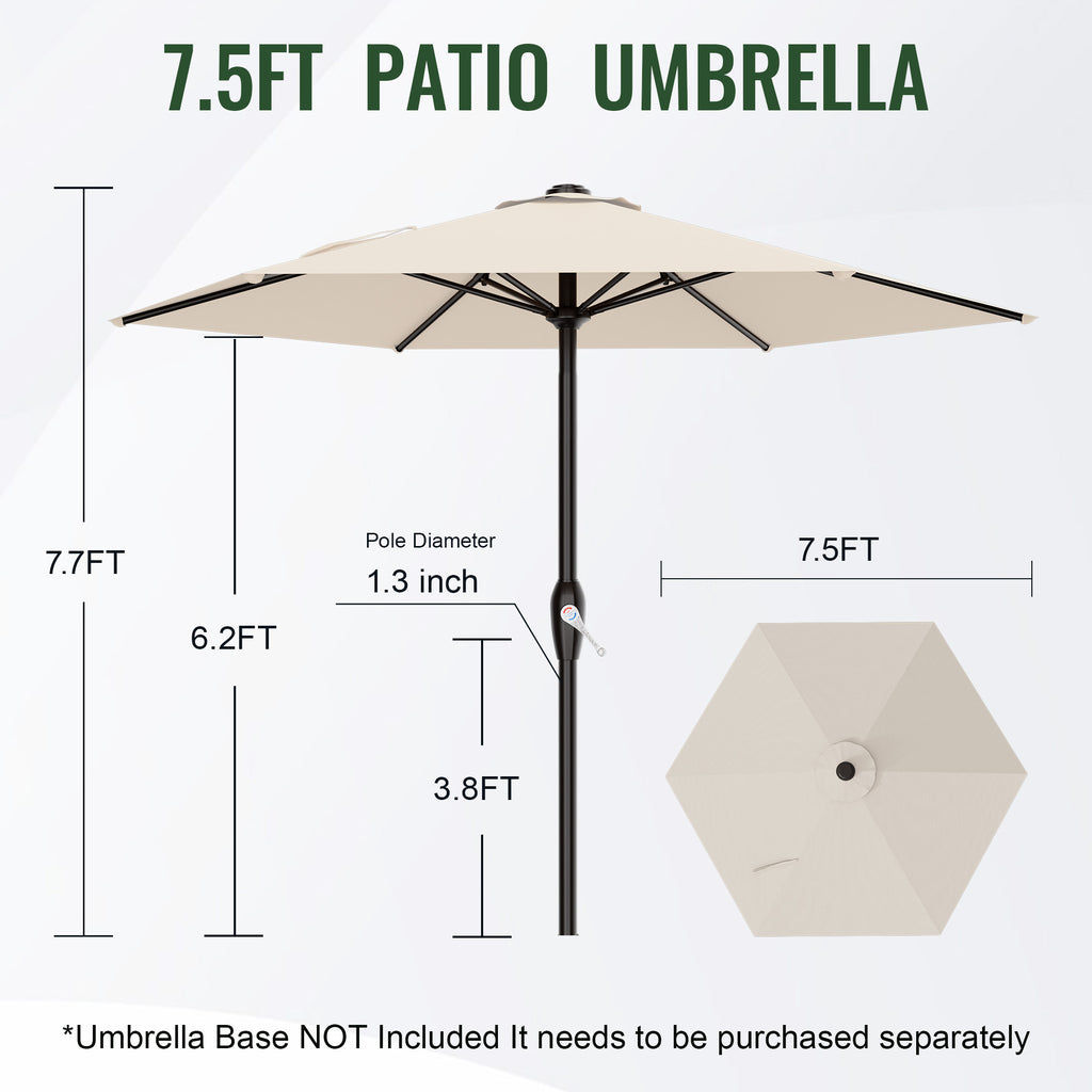 Easthome 7.5' Patio Umbrella Outdoor Table Market Umbrella with Smooth Crank handle, 6 Ribs, Backyard, Poolside, Garden