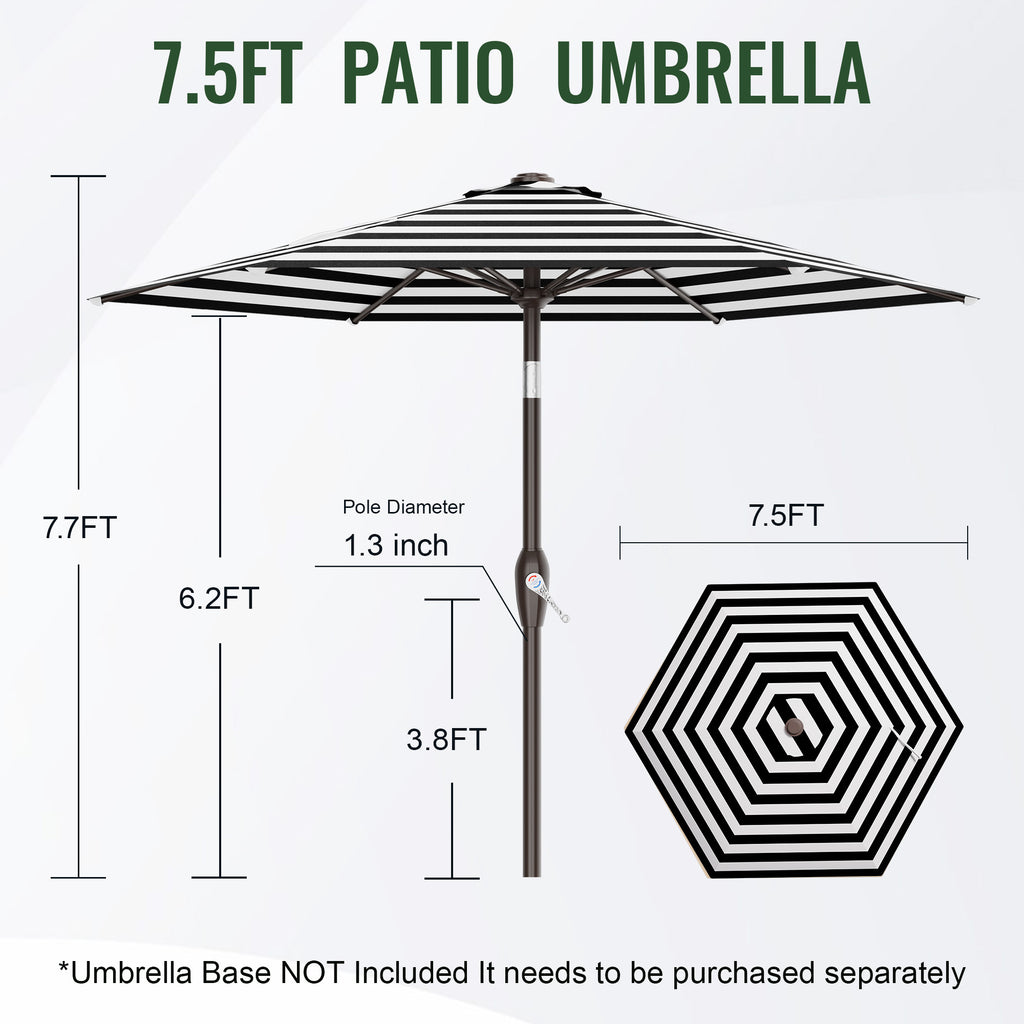 Easthome 7.5' Patio Umbrella Outdoor Table Market Umbrella with Smooth Crank handle, 6 Ribs, Backyard, Poolside, Garden