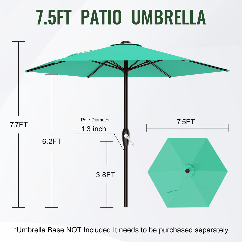 Easthome 7.5' Patio Umbrella Outdoor Table Market Umbrella with Smooth Crank handle, 6 Ribs, Backyard, Poolside, Garden