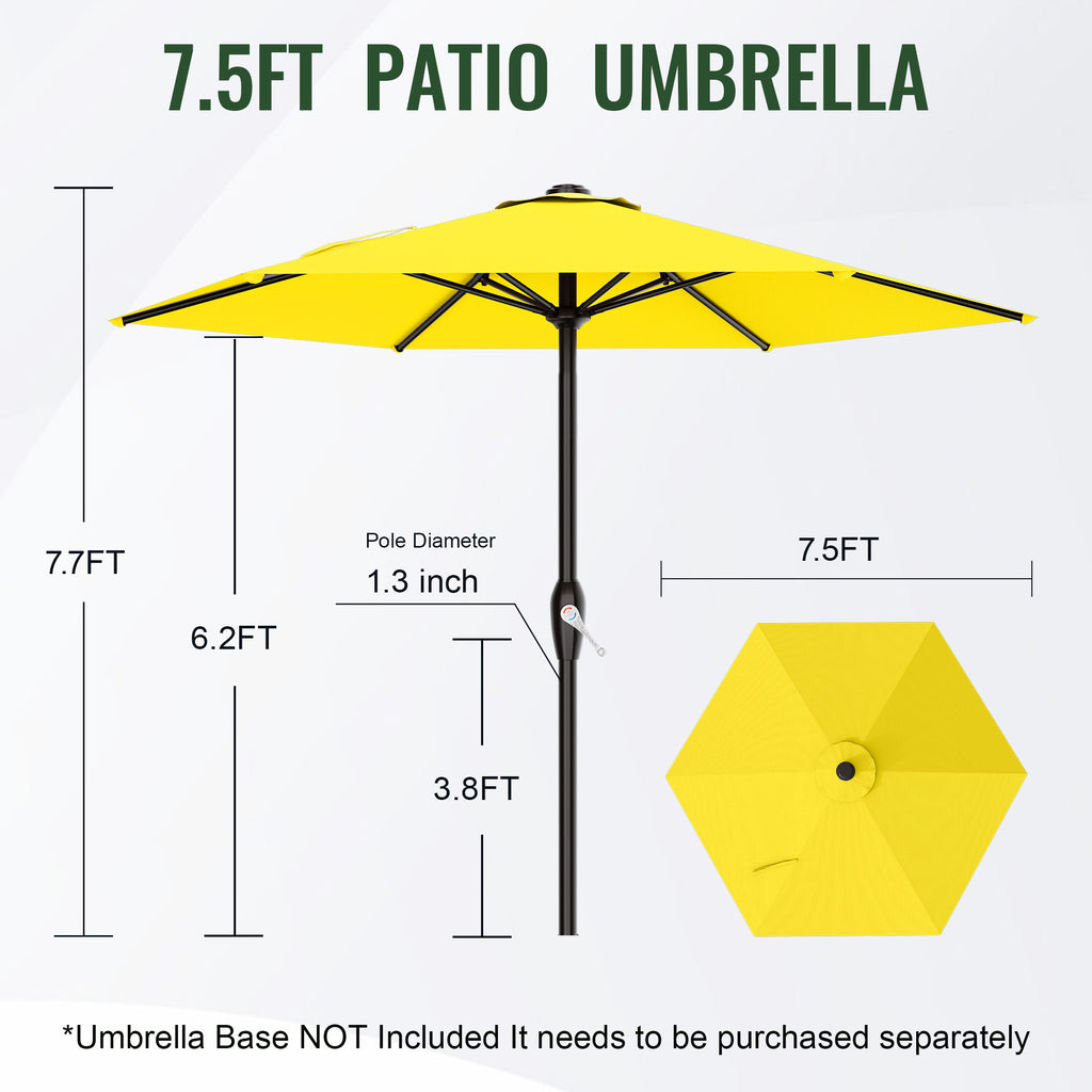 Easthome 7.5' Patio Umbrella Outdoor Table Market Umbrella with Smooth Crank handle, 6 Ribs, Backyard, Poolside, Garden