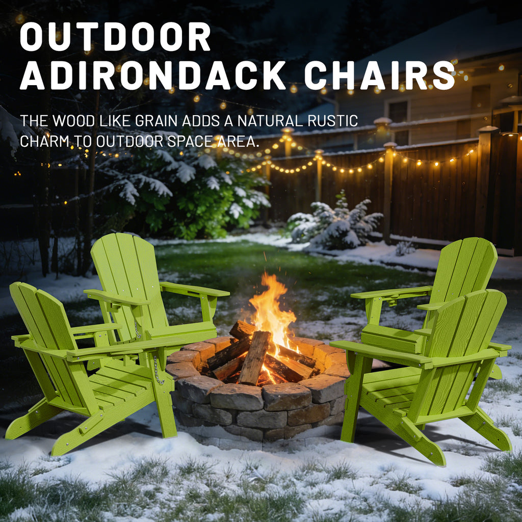 Easthome Adirondack Chair, HDPE All-Weather Outdoor Patio Lounge Chair with Cup Holder & 380lb Capacity for Deck, Garden, Poolside, Backyard