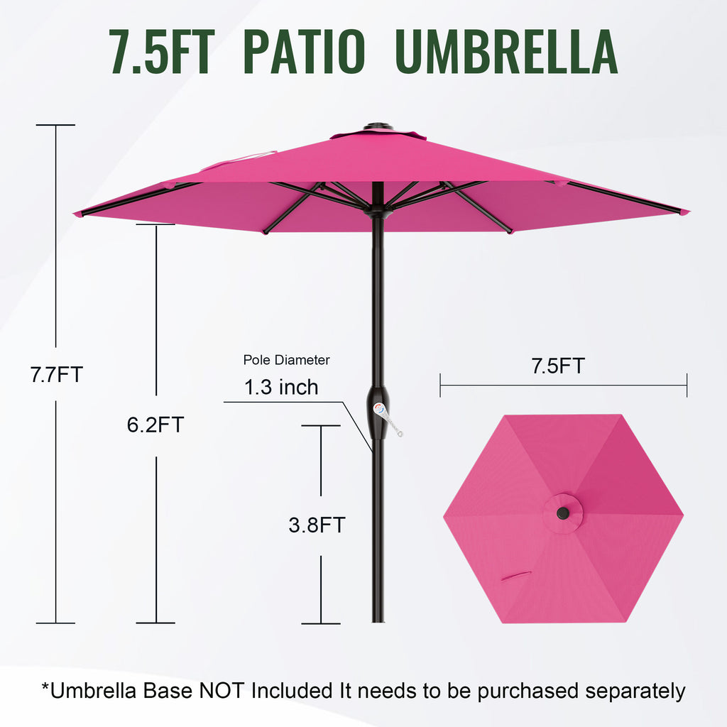 Easthome 7.5' Patio Umbrella Outdoor Table Market Umbrella with Smooth Crank handle, 6 Ribs, Backyard, Poolside, Garden