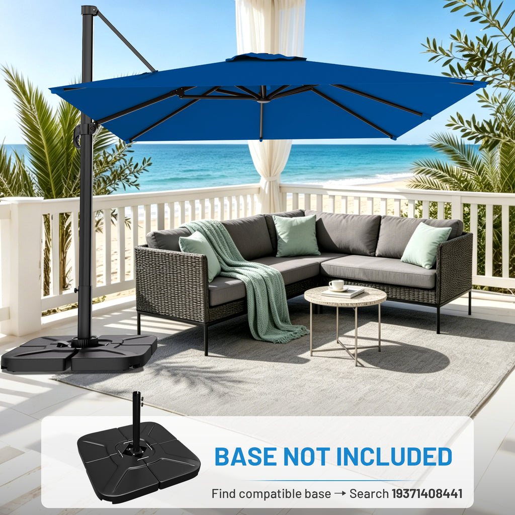 Easthome 10 × 10FT Square Cantilever Patio Umbrella, 360° Rotating Offset Umbrella with Crank, 8 ribs, Outdoor Hanging Roman Umbrella for Garden Deck Backyard