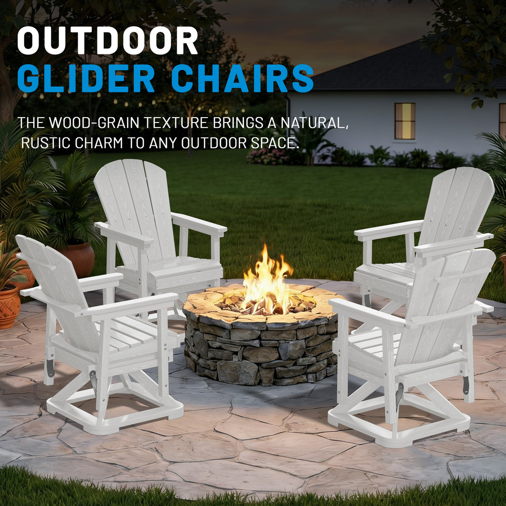 Easthome 360°Swivel Glider Adirondack Chair All-Weather HDPE Outdoor Rocking Chair with Ergonomic Backrest, Outdoor Swivel Rocker for Patio, Porch & Deck