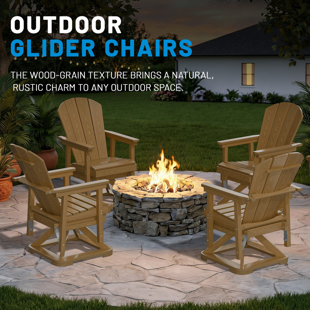 Easthome 360°Swivel Glider Adirondack Chair All-Weather HDPE Outdoor Rocking Chair with Ergonomic Backrest, Outdoor Swivel Rocker for Patio, Porch & Deck