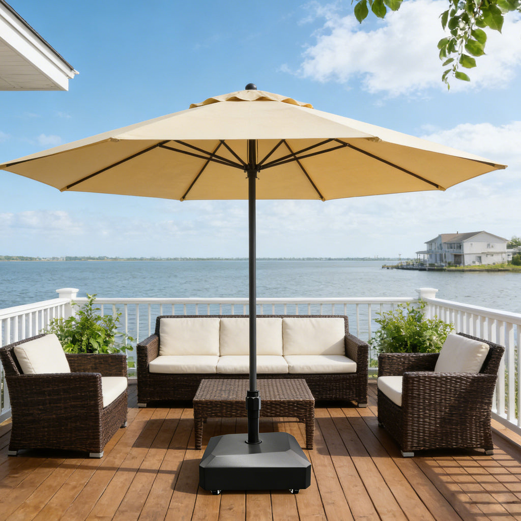 Easthome Heavy Duty Mobile Umbrella Stand with Wheels, Fillable Base Holds 135lbs - Wind Resistant Outdoor Patio Umbrella Holder for Deck, Poolside, Lawn, Garden, Backyard, Market Stall