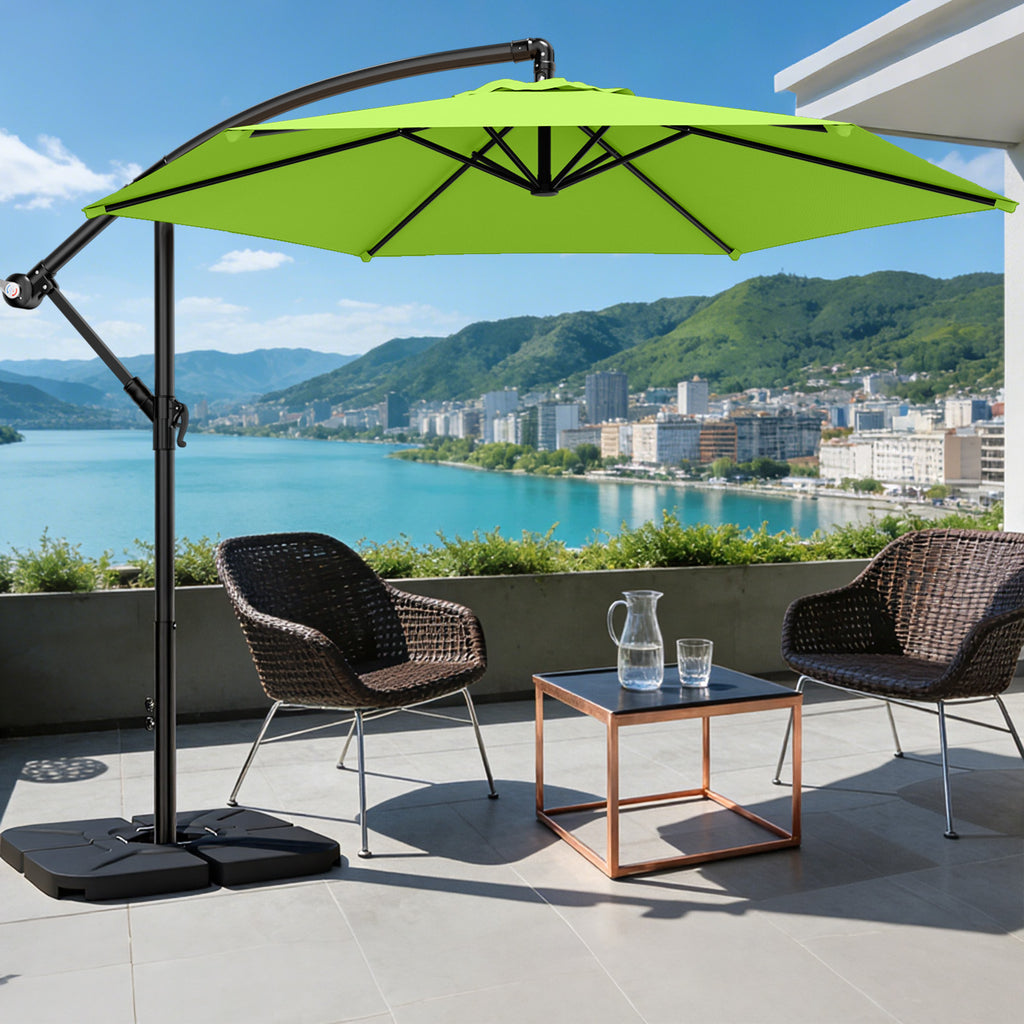 Easthome 10ft Offset Hanging Market Patio Umbrella for Backyard, Poolside, Lawn and Garden w/Easy Tilt Adjustment, Polyester Shade, 6 Ribs