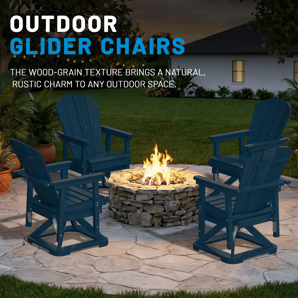 Easthome 360°Swivel Glider Adirondack Chair All-Weather HDPE Outdoor Rocking Chair with Ergonomic Backrest, Outdoor Swivel Rocker for Patio, Porch & Deck