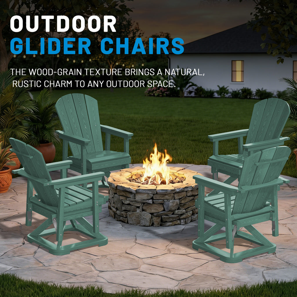 Easthome 360°Swivel Glider Adirondack Chair All-Weather HDPE Outdoor Rocking Chair with Ergonomic Backrest, Outdoor Swivel Rocker for Patio, Porch & Deck