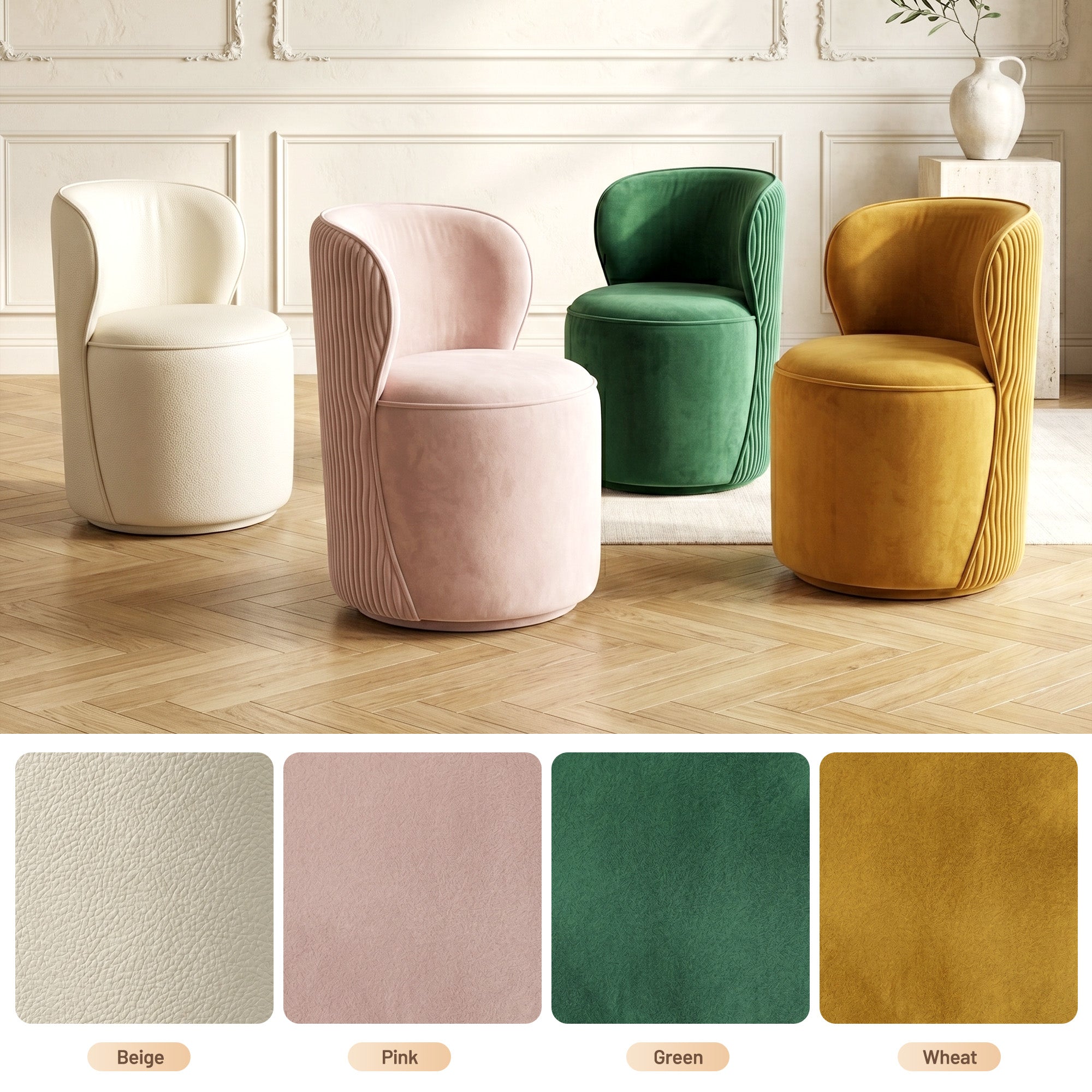 Easthome 360° Swivel Storage Vanity Stool, Hidden Storage Makeup Ottoman Chair for Bedroom, Study, Living Room, Dresser